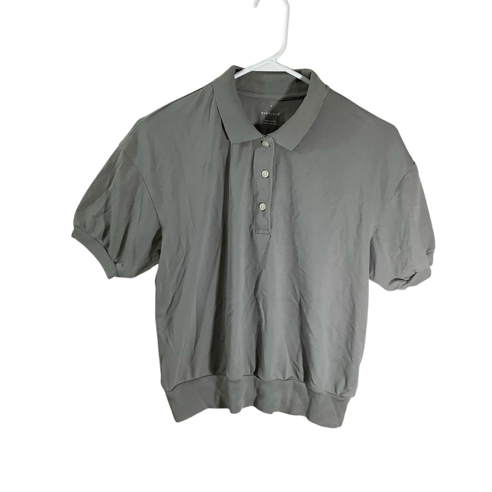 Everlane Organic Cotton Women's Polo Shirt, neutral sage color, size small
